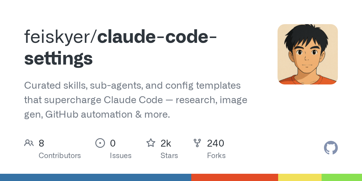 feiskyer/claude-code-settings Screenshot preview