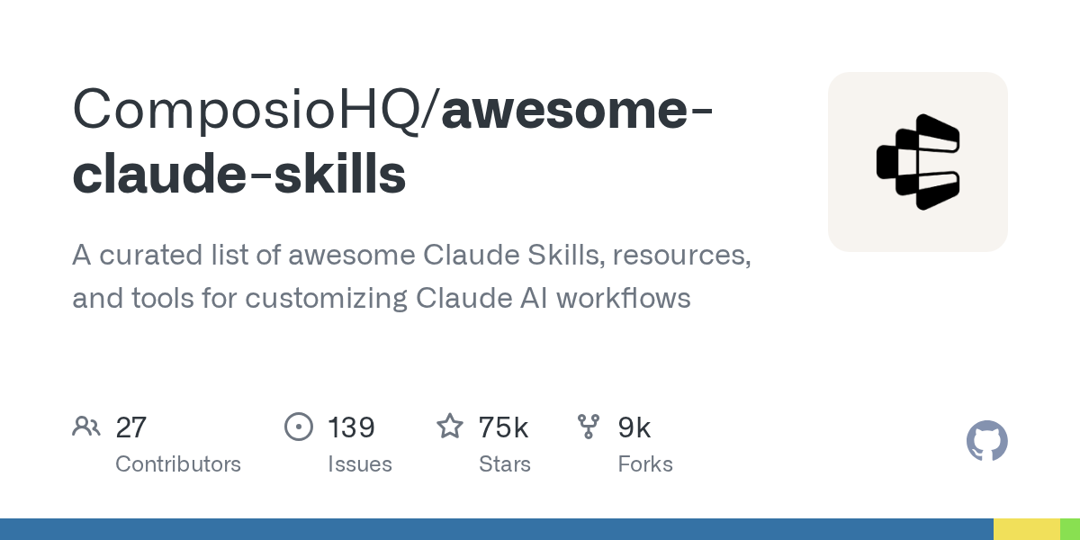 ComposioHQ/awesome-claude-skills Screenshot preview