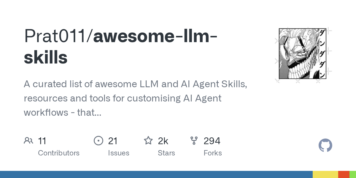 Prat011/awesome-llm-skills Screenshot preview