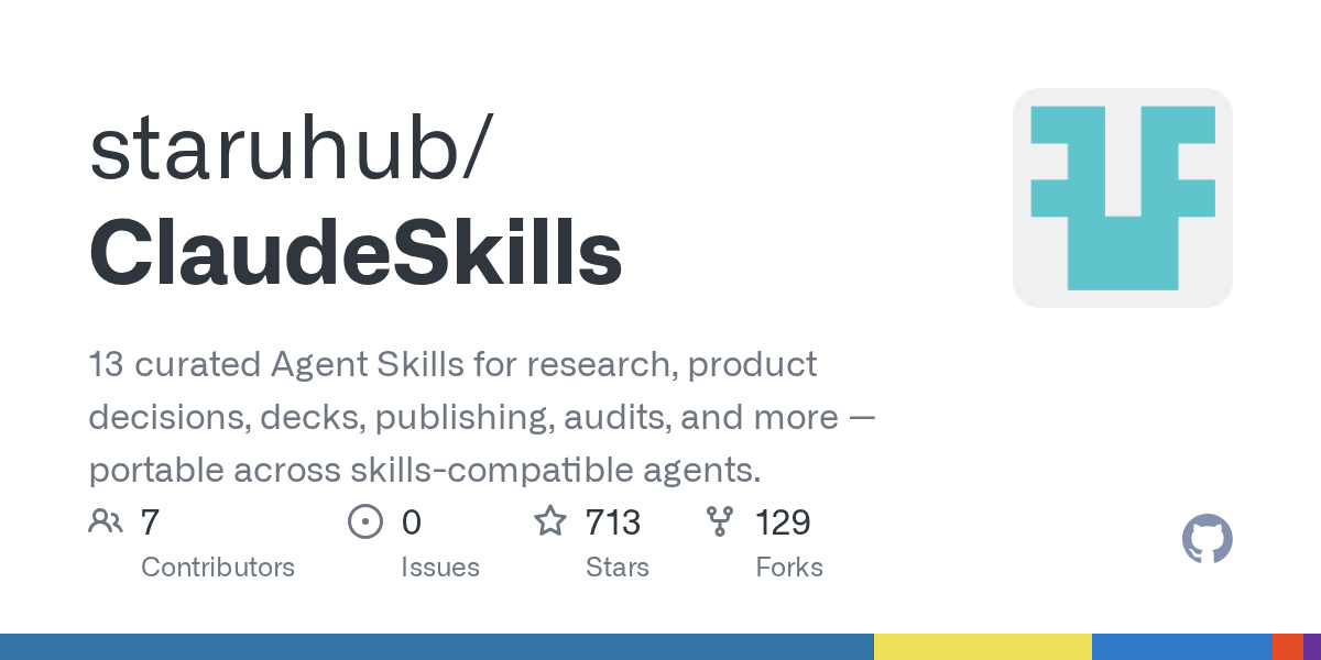 staruhub/ClaudeSkills Screenshot preview