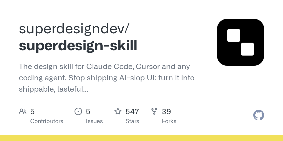 superdesigndev/superdesign-skill Screenshot preview