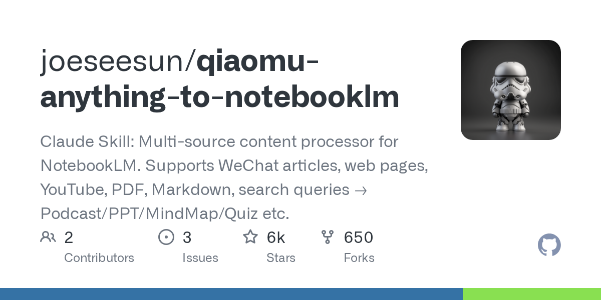 joeseesun/qiaomu-anything-to-notebooklm Screenshot preview