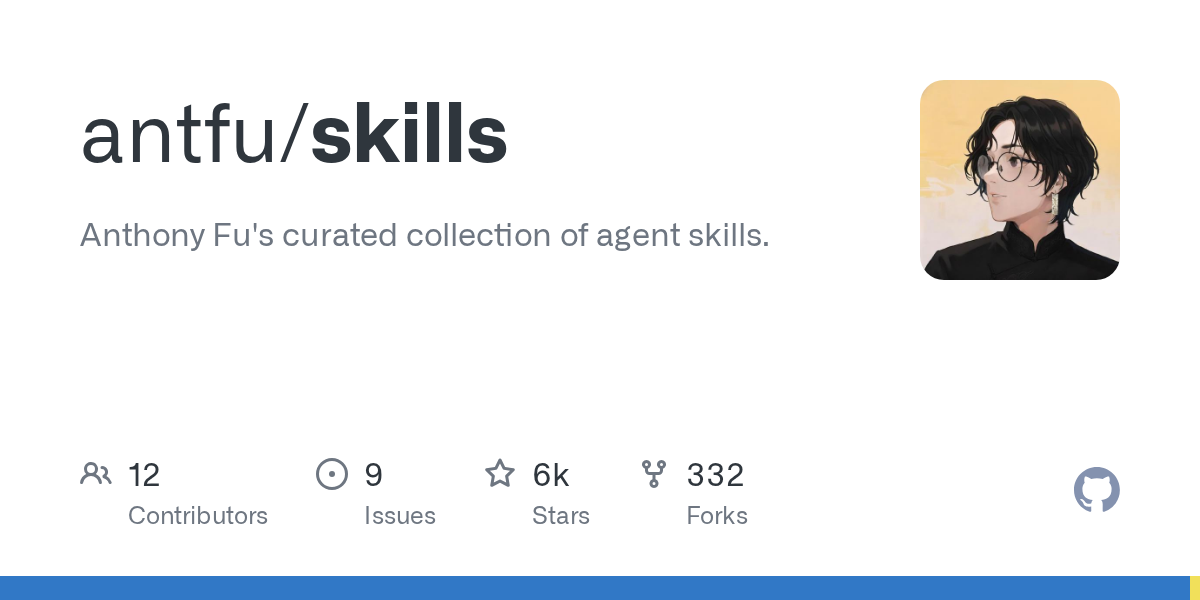 antfu/skills Screenshot preview