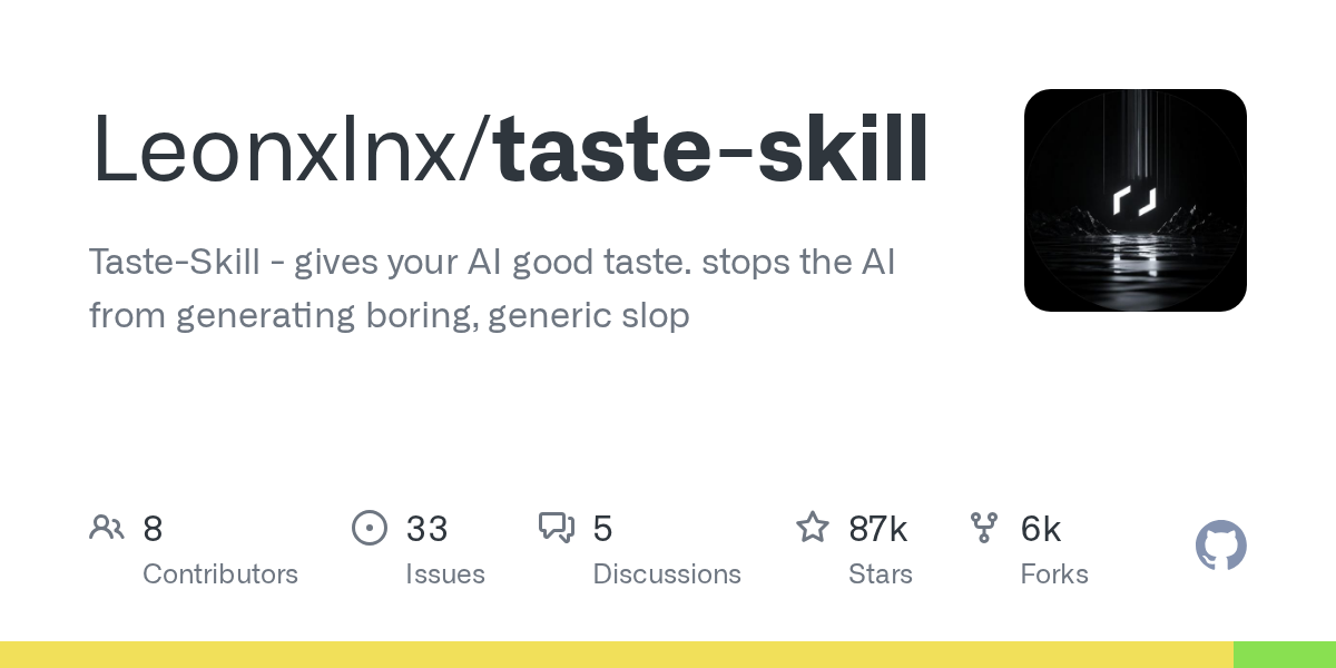 Leonxlnx/taste-skill Screenshot preview