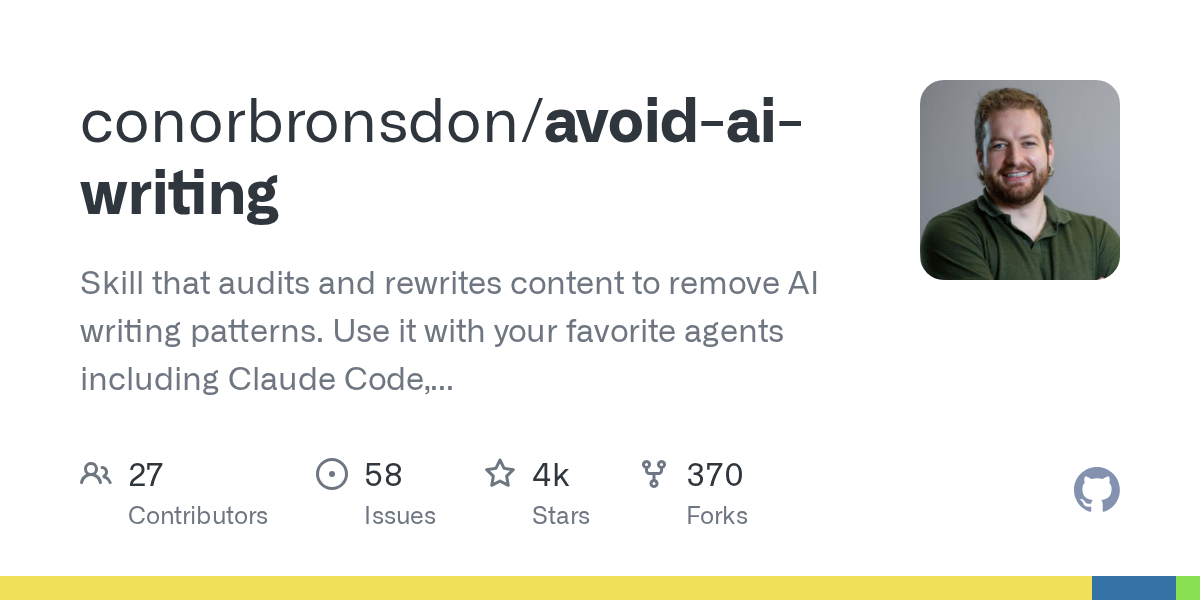 conorbronsdon/avoid-ai-writing Screenshot preview