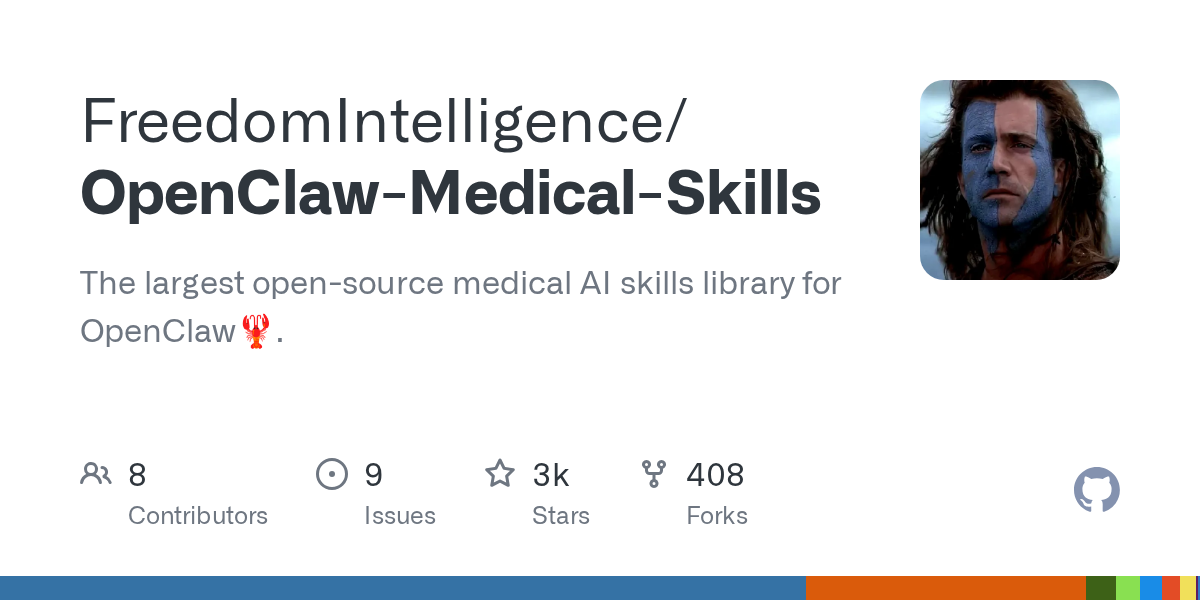 FreedomIntelligence/OpenClaw-Medical-Skills Screenshot preview