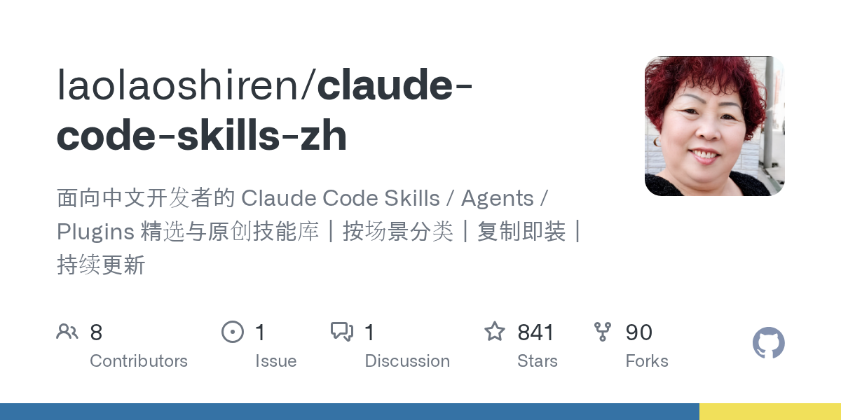 laolaoshiren/claude-code-skills-zh Screenshot preview