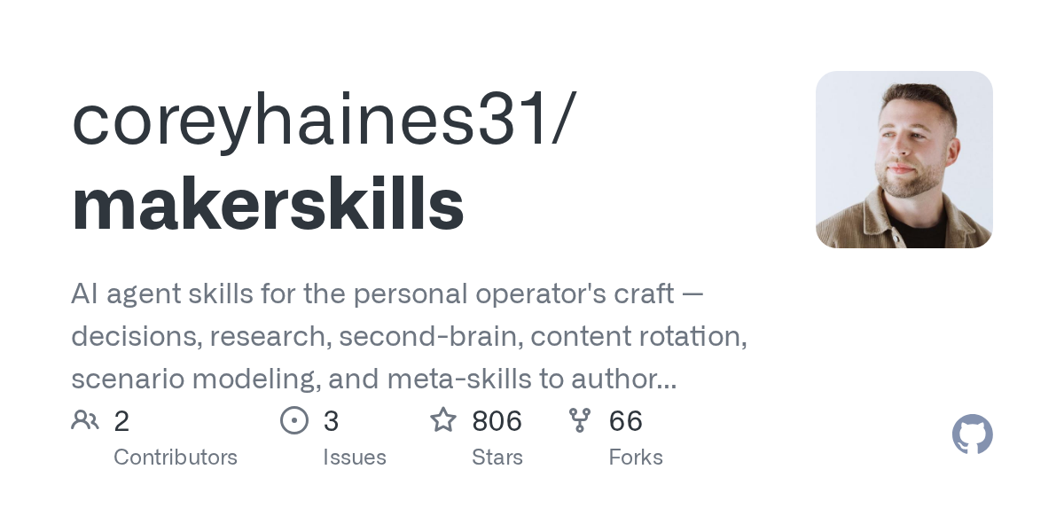 coreyhaines31/makerskills Screenshot preview
