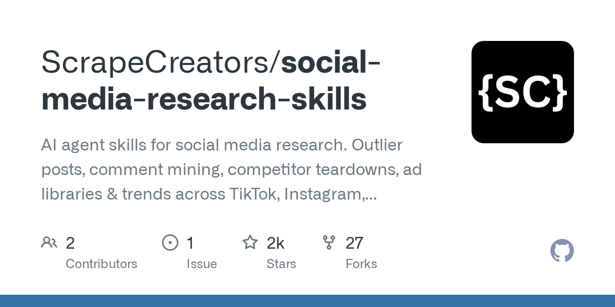 ScrapeCreators/social-media-research-skills Screenshot preview