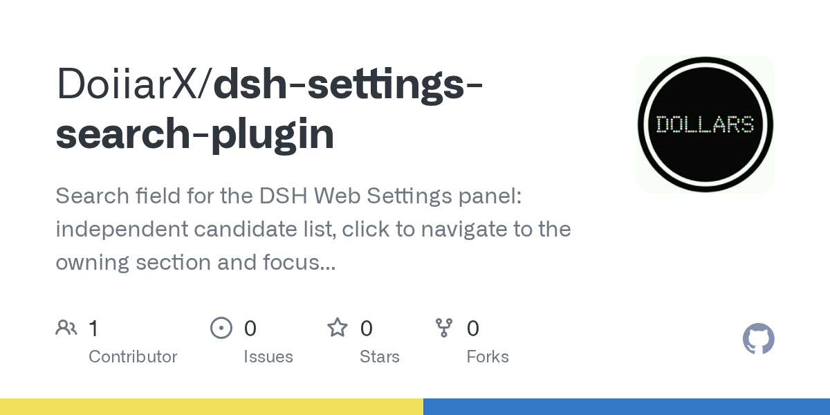 DoiiarX/dsh-settings-search-plugin Screenshot preview