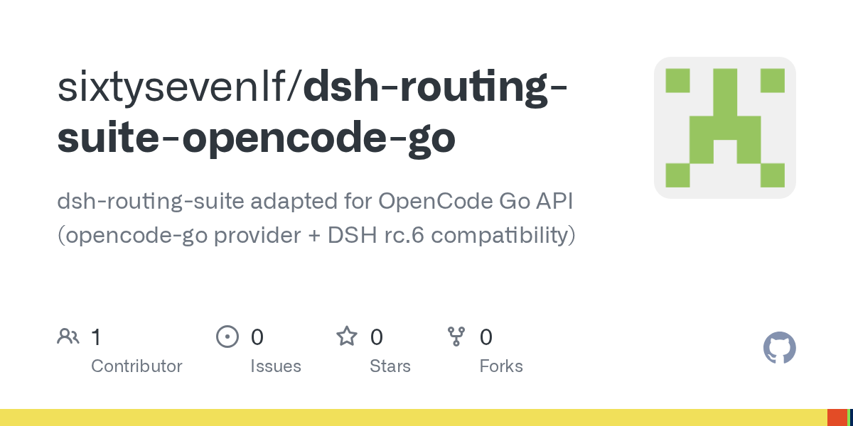 sixtysevenlf/dsh-routing-suite-opencode-go Screenshot preview