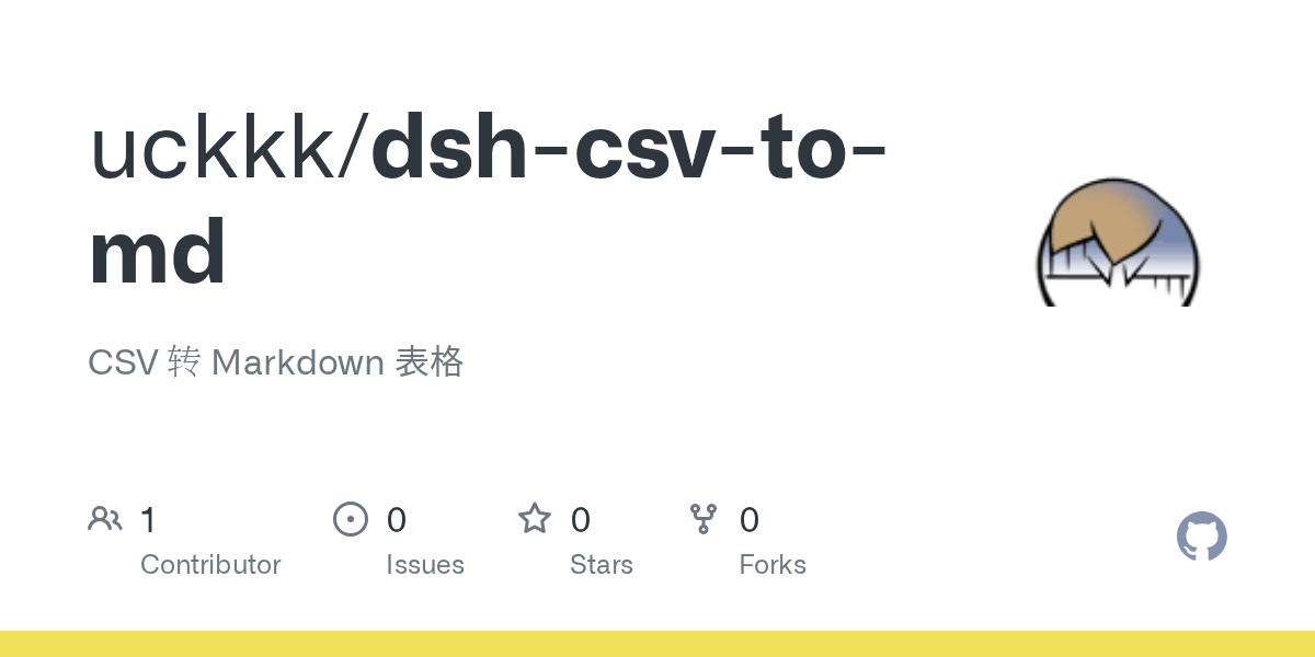 uckkk/dsh-csv-to-md Screenshot preview