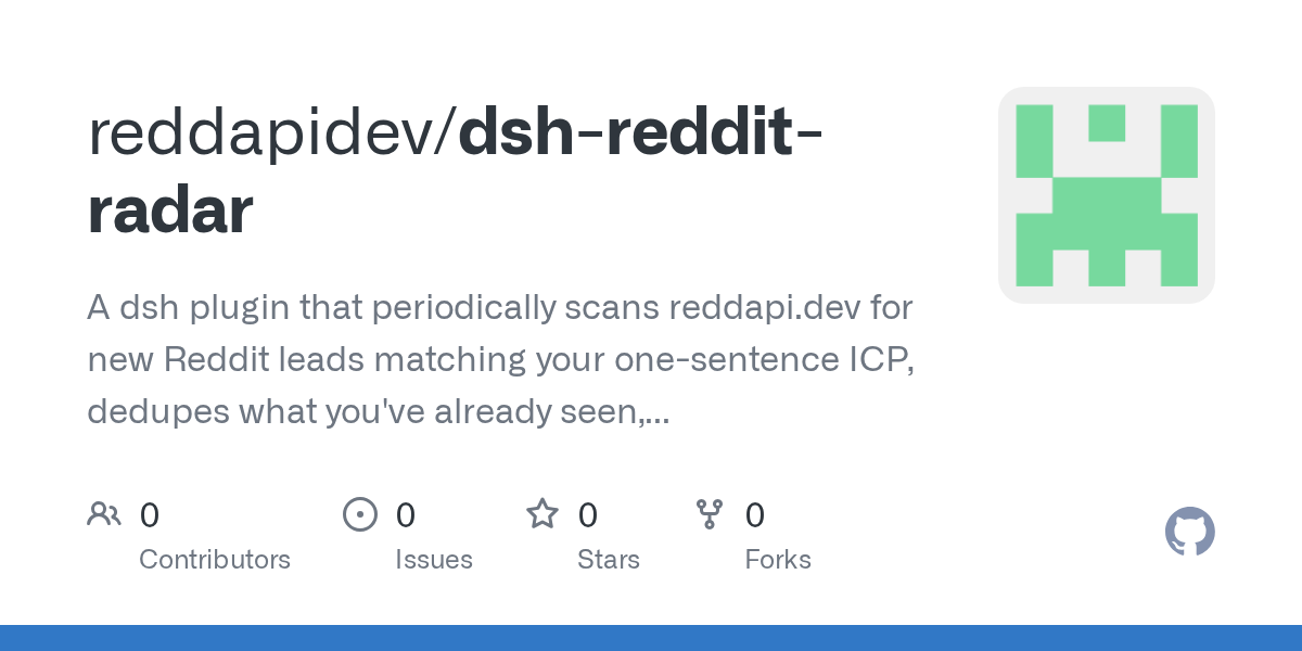 reddapidev/dsh-reddit-radar Screenshot preview