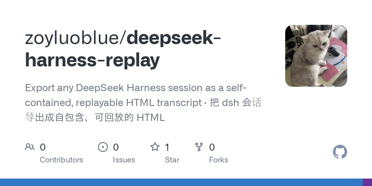 zoyluoblue/deepseek-harness-replay Screenshot preview
