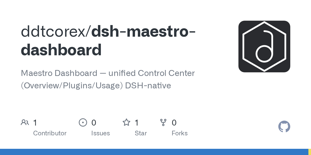 ddtcorex/dsh-maestro-dashboard Screenshot preview