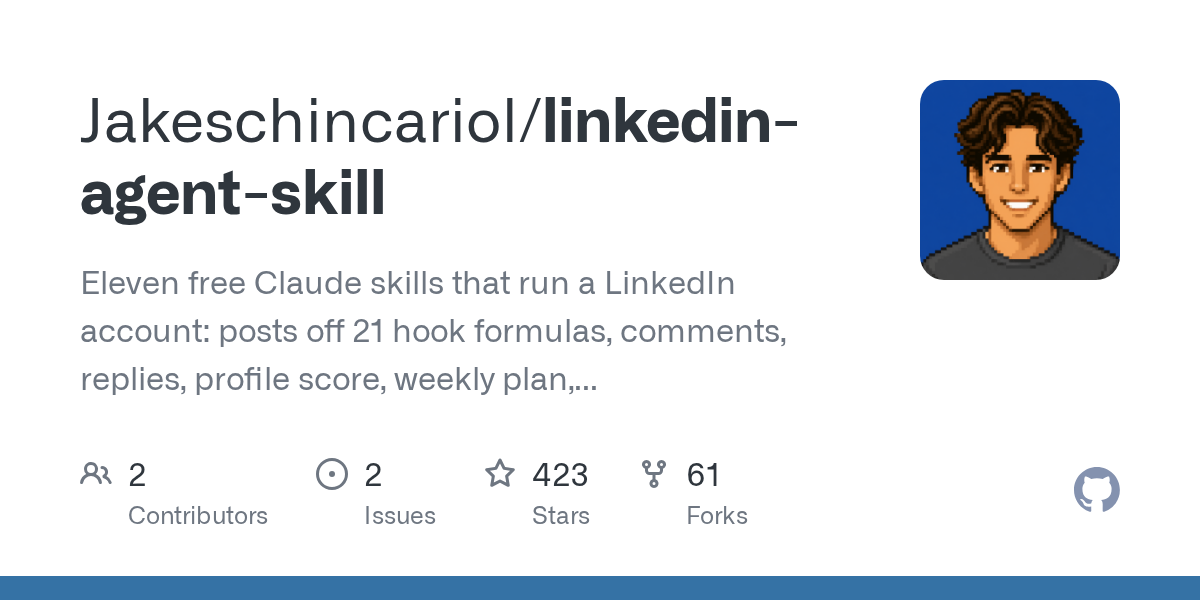 Jakeschincariol/linkedin-agent-skill Screenshot preview