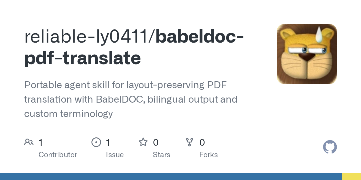 reliable-ly0411/babeldoc-pdf-translate Screenshot preview