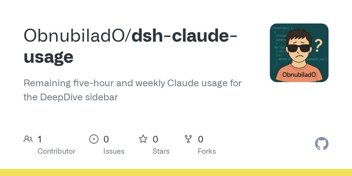 ObnubiladO/dsh-claude-usage Screenshot preview